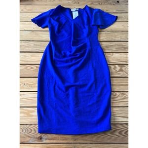 NWT Blume London Maternity Wrap Midi Dress Size 10 Women’s Blue